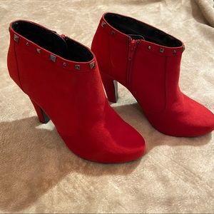 red heel booties